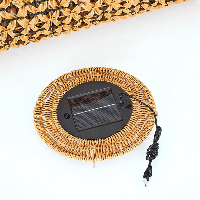 Opviq Lámpara de Suelo de Mimbre Solar Roble y Negro Opviq Lámpara de Suelo de Mimbre Solar Roble y Negro